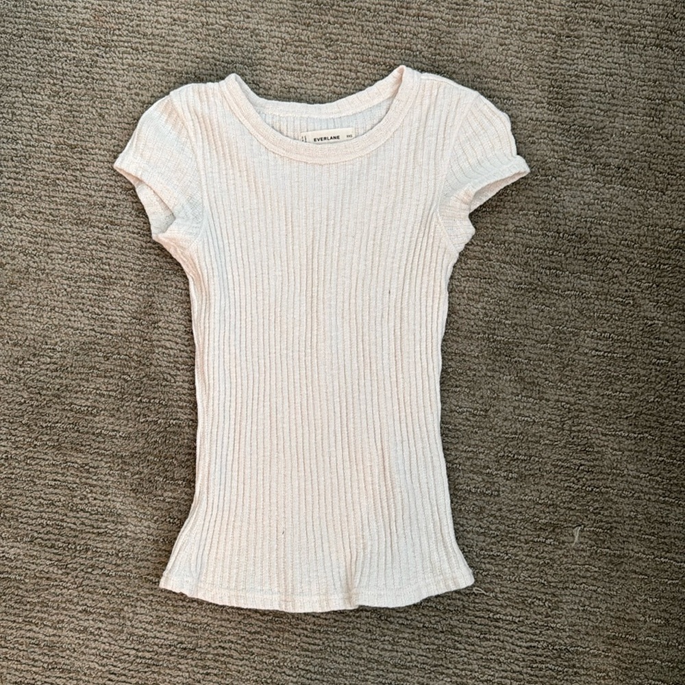 Everlane XXS Cream Ribbed Sweater Top